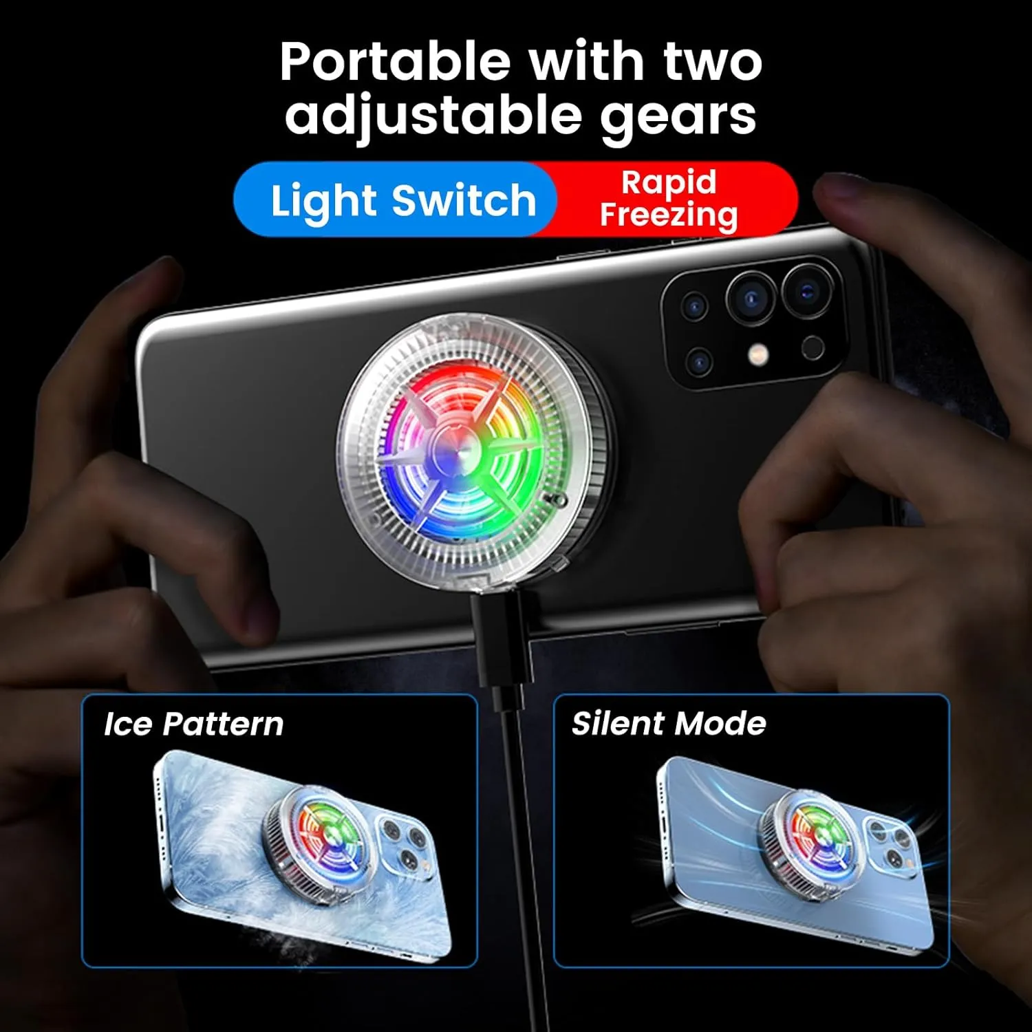 Phone Cooler, Magnetic Fan Small USB S1 ICE Phone Cooler for Gaming, Semiconductor Cooling RGB Cellphone Radiator for Cell iPhone Ipad Ps5 Gamer Influencer Tiktok Live Streaming
