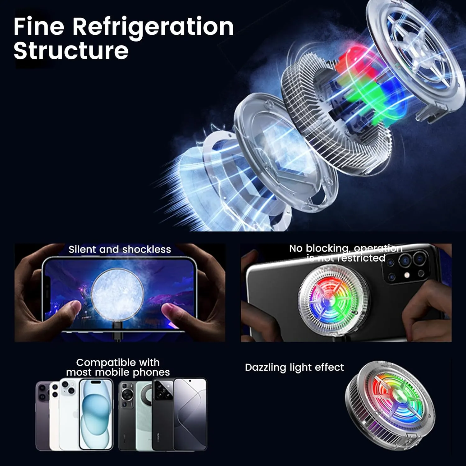 Phone Cooler, Magnetic Fan Small USB S1 ICE Phone Cooler for Gaming, Semiconductor Cooling RGB Cellphone Radiator for Cell iPhone Ipad Ps5 Gamer Influencer Tiktok Live Streaming