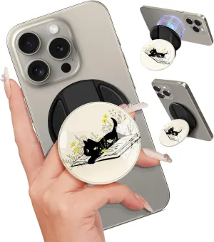Phone Grip Compatible with Magsafe - Women Girls Phone Ring Holder Grip Stand Finger Grip Kickstand Cute Girly Kawaii Cat Compatible with Magsafe Accessories for iPhone 16/15/14/13/12 Series