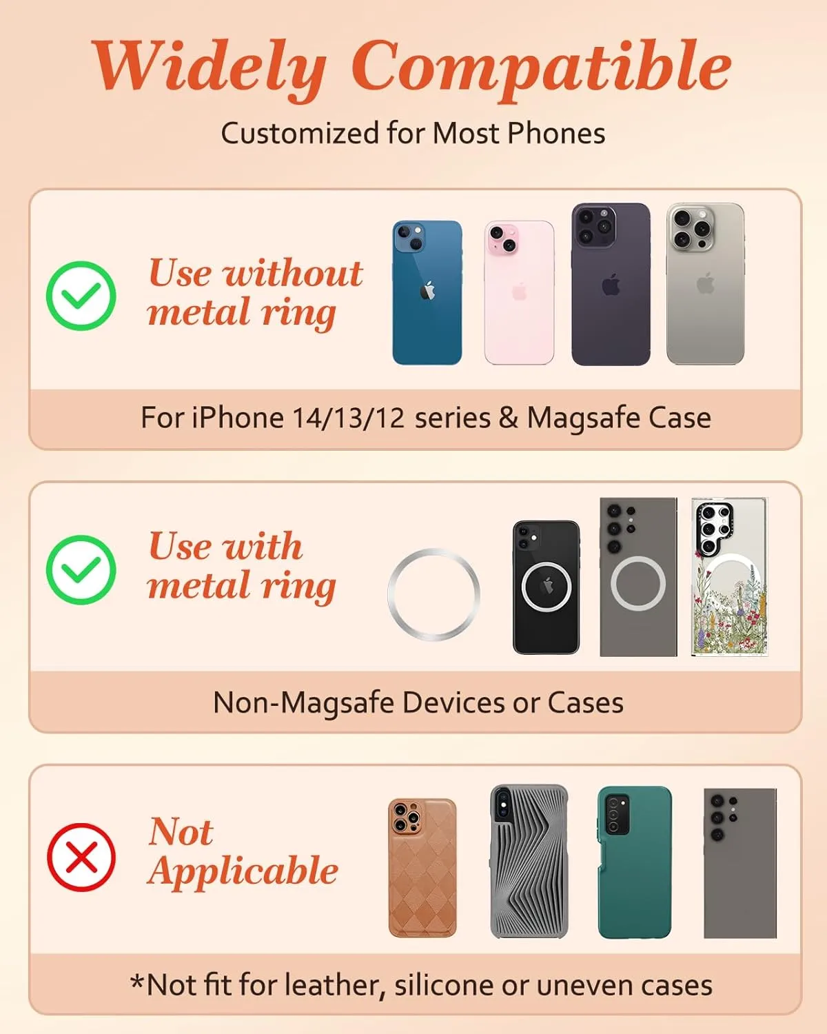 Phone Grip Compatible with Magsafe - Women Girls Phone Ring Holder Grip Stand Finger Grip Kickstand Cute Girly Kawaii Cat Compatible with Magsafe Accessories for iPhone 16/15/14/13/12 Series