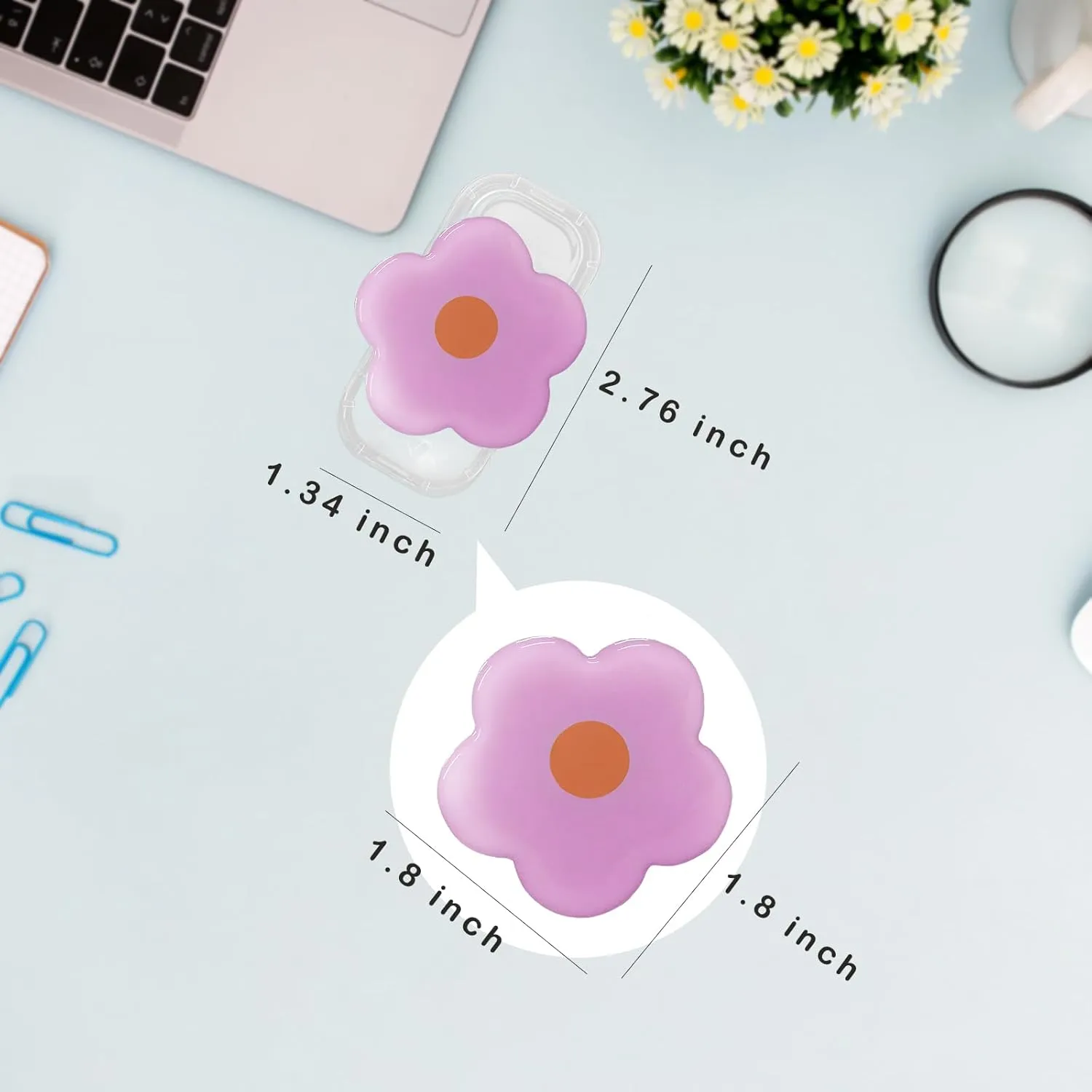 Phone Grip Stand Holder, Cute 2D Daisy Flower Shape,with Expanding Kickstand (Flower Pink)