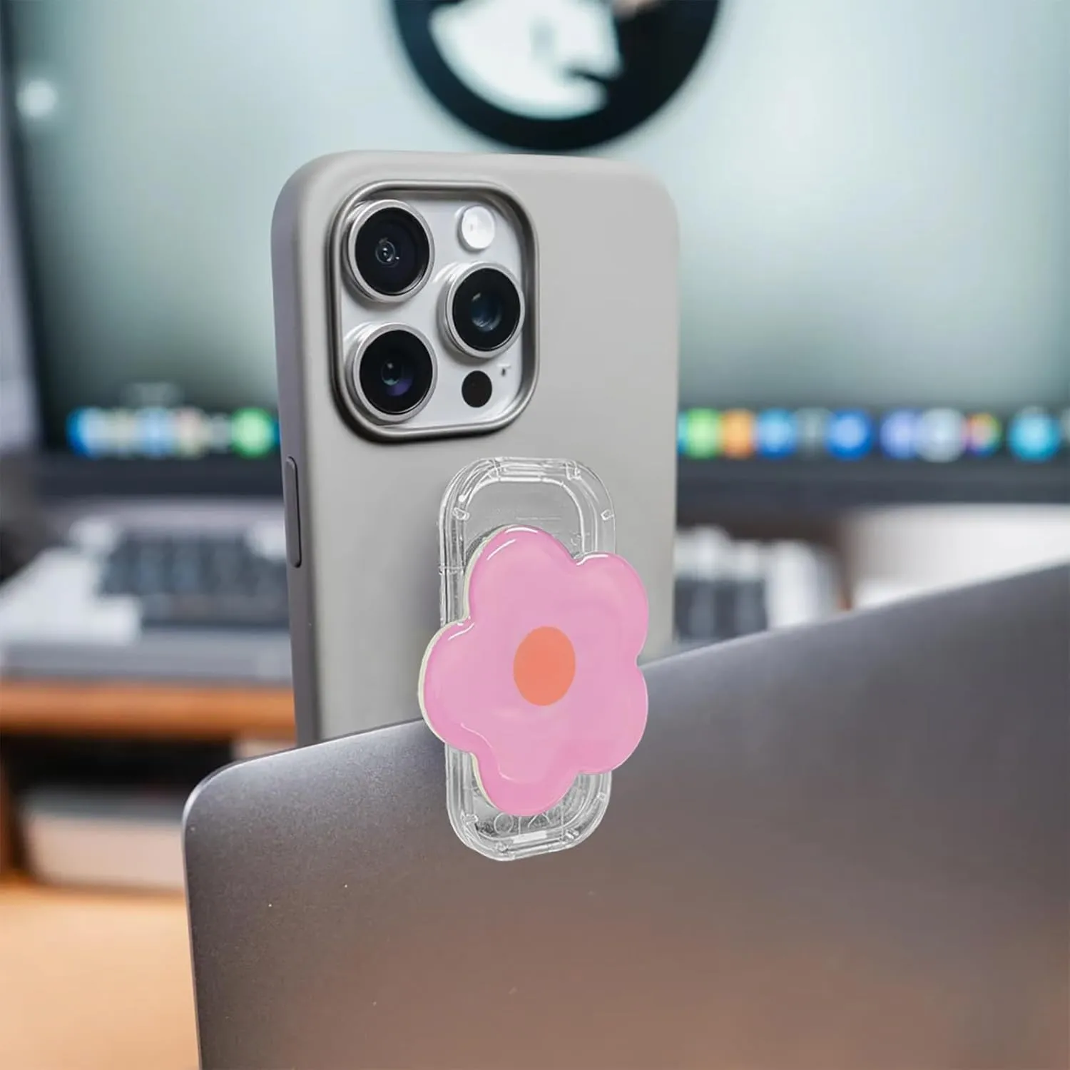Phone Grip Stand Holder, Cute 2D Daisy Flower Shape,with Expanding Kickstand (Flower Pink)