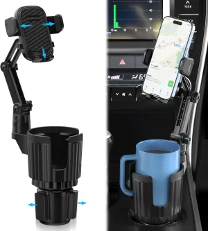 Phone Holders for Your Car Cupholder, Car Cell Phone Mount with Cup Holder Expandable Base, 2 in 1 Car Phone Holder Mount, 360 Degree Rotating Neck, Fits All 4-7 Smartphones and Most Bottles, 1 Pack