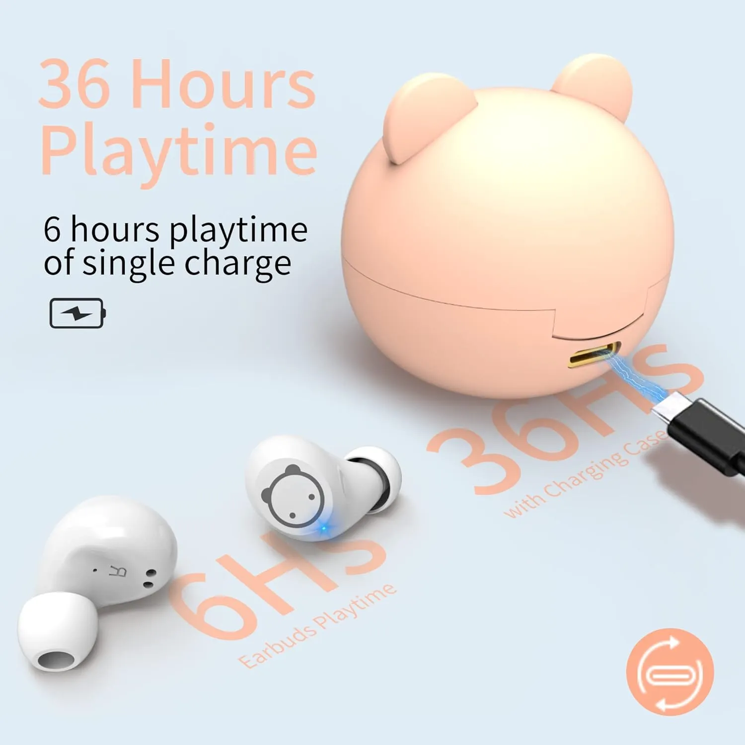 Pink Wireless Earbuds - Bluetooth Earbuds with 36H Playtime, IPX5 Waterproof, Noise Reduction, LED Display, USB-C, Cordless - Ideal for Workout & Sport