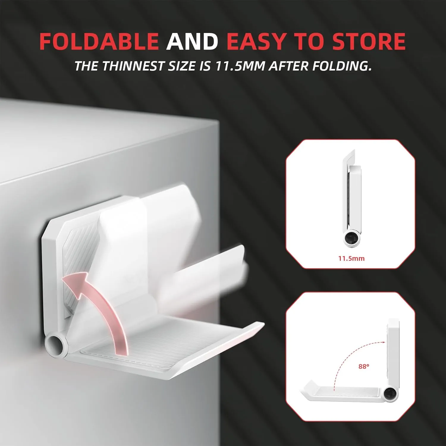 PlayVital FOLD Controller Holder Wall for PS5 PS4 Xbox Switch Pro Headset, 2 Pack Universal Storage Organizer Gaming Controller Stand Headphone Mount - Foldable Anti-slip Adhesive Removable, White
