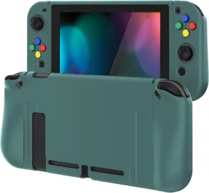 PlayVital Protective Case for Nintendo Switch, Soft TPU Slim Case Cover for Nintendo Switch Joycon Console with Colorful ABXY Direction Button Caps - Hunter Green