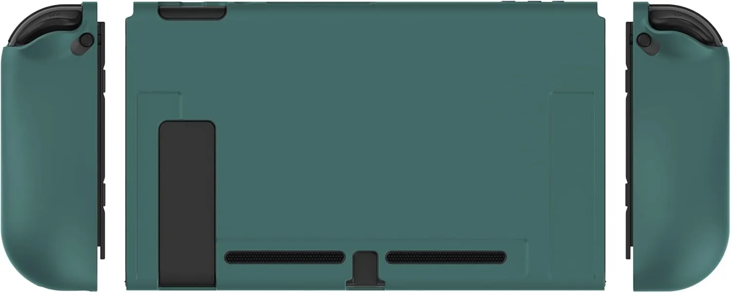 PlayVital Protective Case for Nintendo Switch, Soft TPU Slim Case Cover for Nintendo Switch Joycon Console with Colorful ABXY Direction Button Caps - Hunter Green