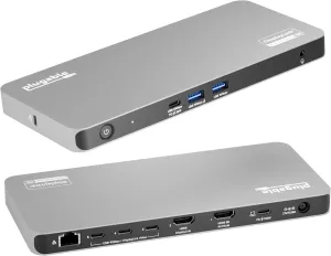 Plugable USB C Docking Station 5 Monitors, 140W DisplayLink Dock Connects up to Five 4K Displays for MacBook Windows Thunderbolt 4 Laptops, 2x HDMI, 3x USBC 2.5Gbps Ethernet, Driver Required UD-7400PD