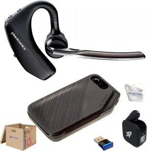 Poly Plantronics Voyager 5200 UC Bluetooth Wireless Headset Bundles - Carton of 10 - Wall Chargers, USB Dongles, Charging Cases, for Road Warriors, Hybrid Worker and Noisy Environments