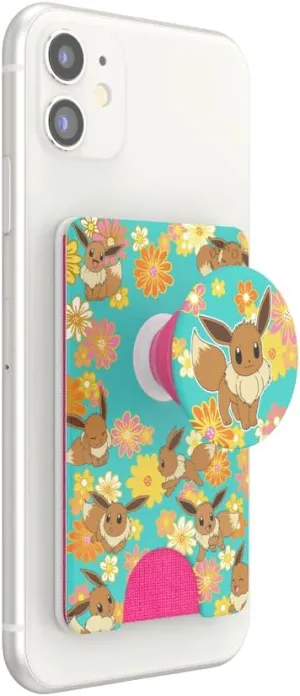 PopSockets Phone Wallet with Expanding Phone Grip, Phone Card Holder, Pokemon PopWallet - Flower Eevee