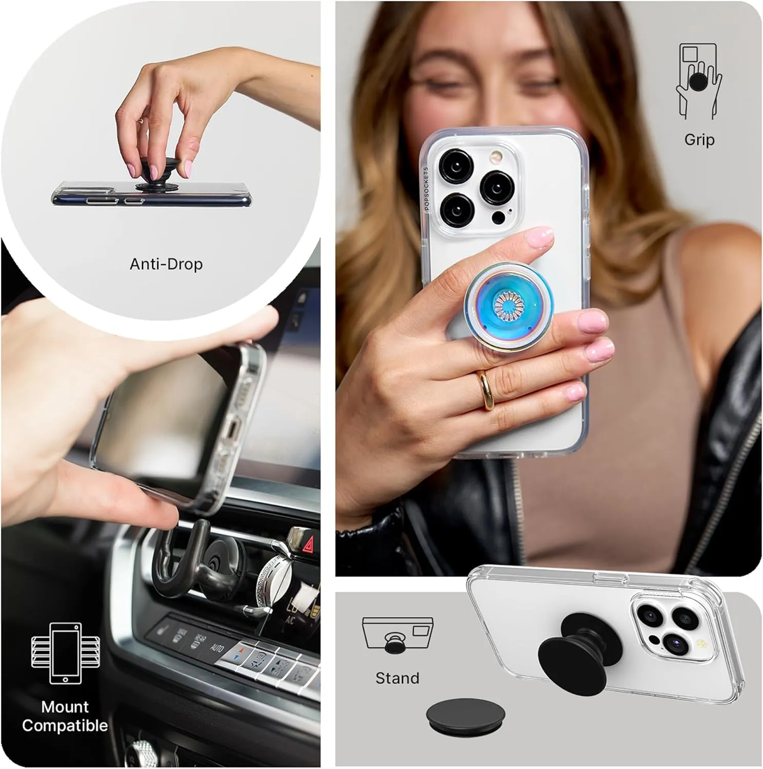 PopSockets Plant-Based Phone Grip with Expanding Kickstand, Adhesive Grip, Eco-Friendly - Sun and Moon