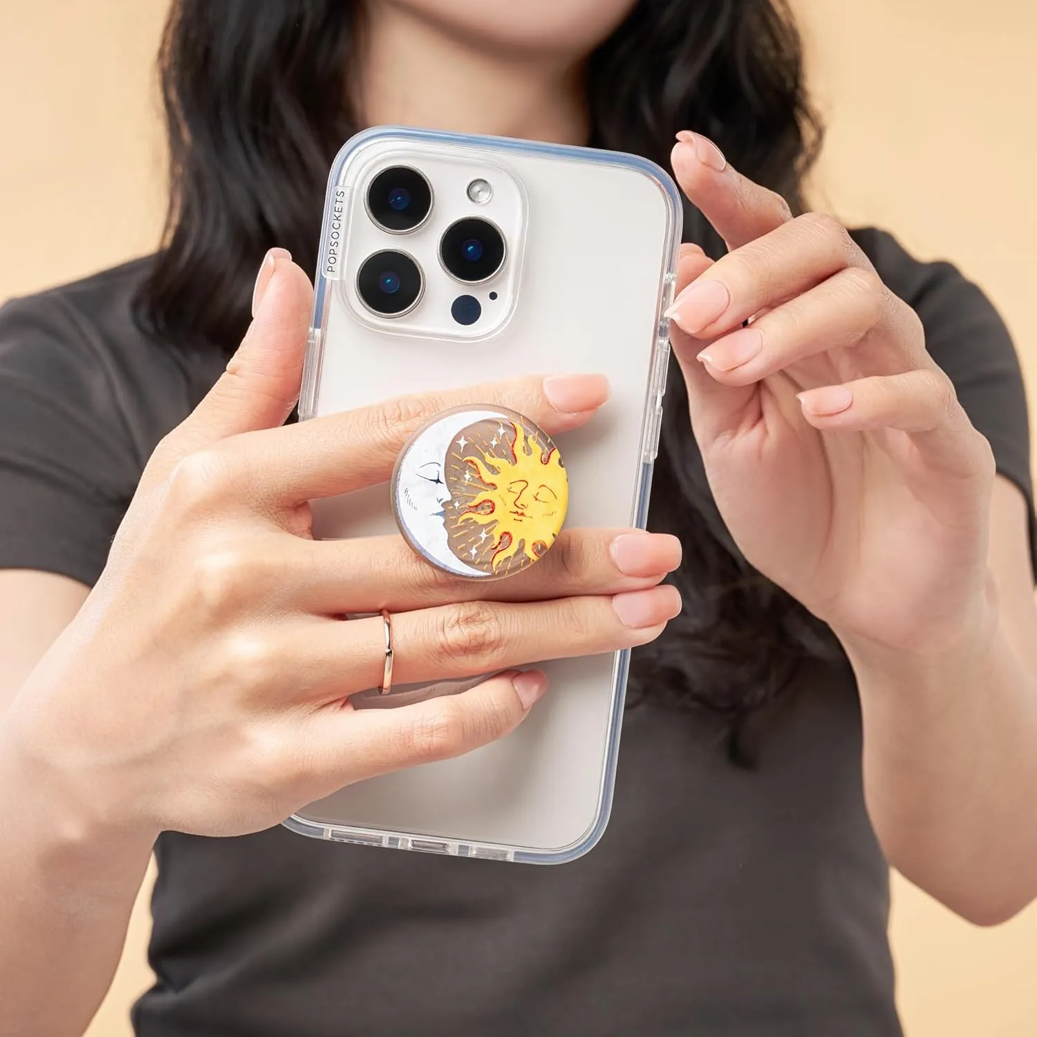 PopSockets Plant-Based Phone Grip with Expanding Kickstand, Adhesive Grip, Eco-Friendly - Sun and Moon