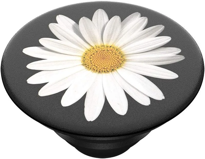 PopSockets PopGrip: Phone Grip and Phone Stand, Collapsible, Swappable Top, White Daisy