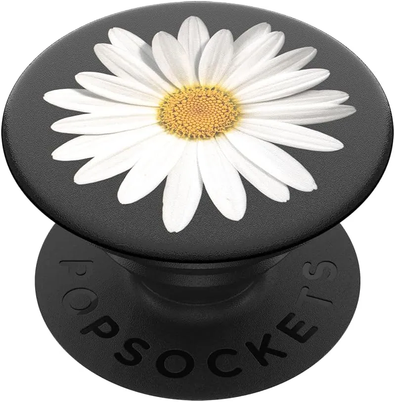 PopSockets PopGrip: Phone Grip and Phone Stand, Collapsible, Swappable Top, White Daisy