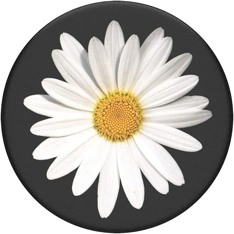 PopSockets PopGrip: Phone Grip and Phone Stand, Collapsible, Swappable Top, White Daisy
