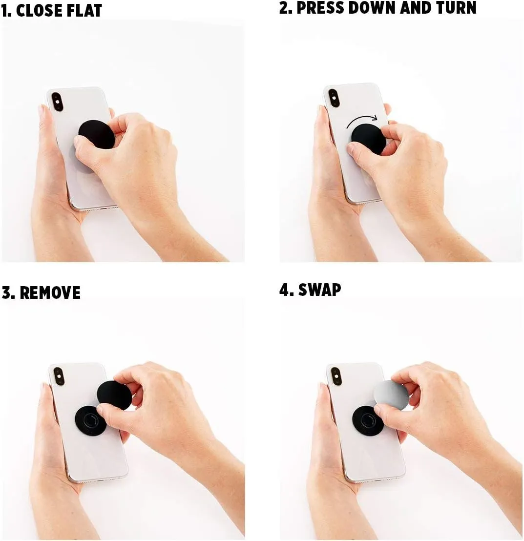 PopSockets PopGrip: Phone Grip and Phone Stand, Collapsible, Swappable Top, White Daisy