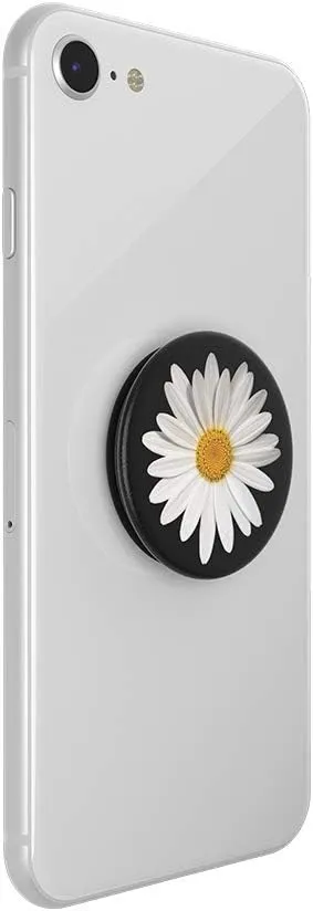 PopSockets PopGrip: Phone Grip and Phone Stand, Collapsible, Swappable Top, White Daisy