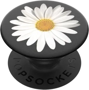 PopSockets PopGrip: Phone Grip and Phone Stand, Collapsible, Swappable Top, White Daisy