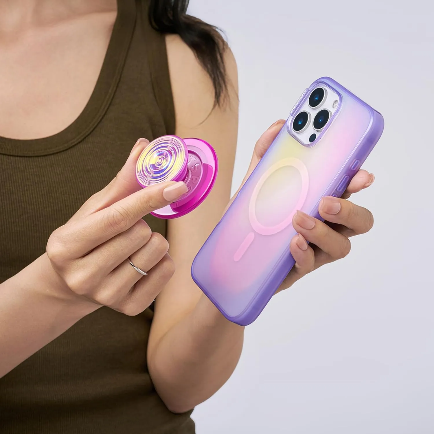 PopSockets Round Phone Grip Compatible with MagSafe, Adapter Ring Included, Phone Holder, Wireless Charging Compatible - Aviation
