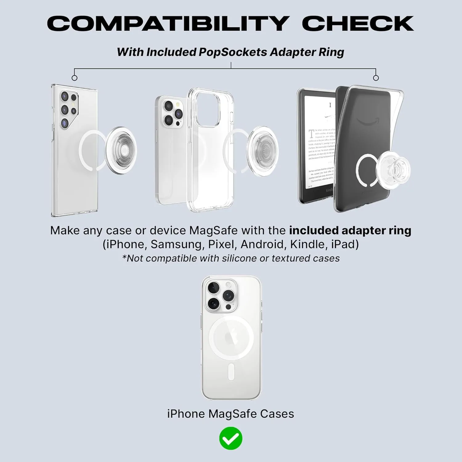 PopSockets Round Phone Grip Compatible with MagSafe, Adapter Ring Included, Phone Holder, Wireless Charging Compatible - Aviation