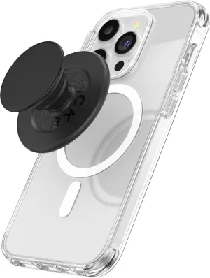 PopSockets Round Phone Grip Compatible with MagSafe, Adapter Ring Included, Phone Holder, Wireless Charging Compatible - Black