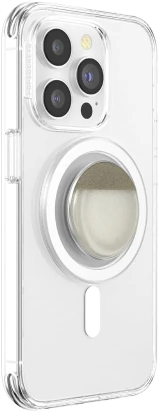 PopSockets Round Phone Grip Compatible with MagSafe, Adapter Ring Included, Phone Holder, Wireless Charging Compatible - Stoneware Coconut Cream
