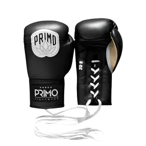 Primo Pro Lace Up Boxing Gloves Onyx Black