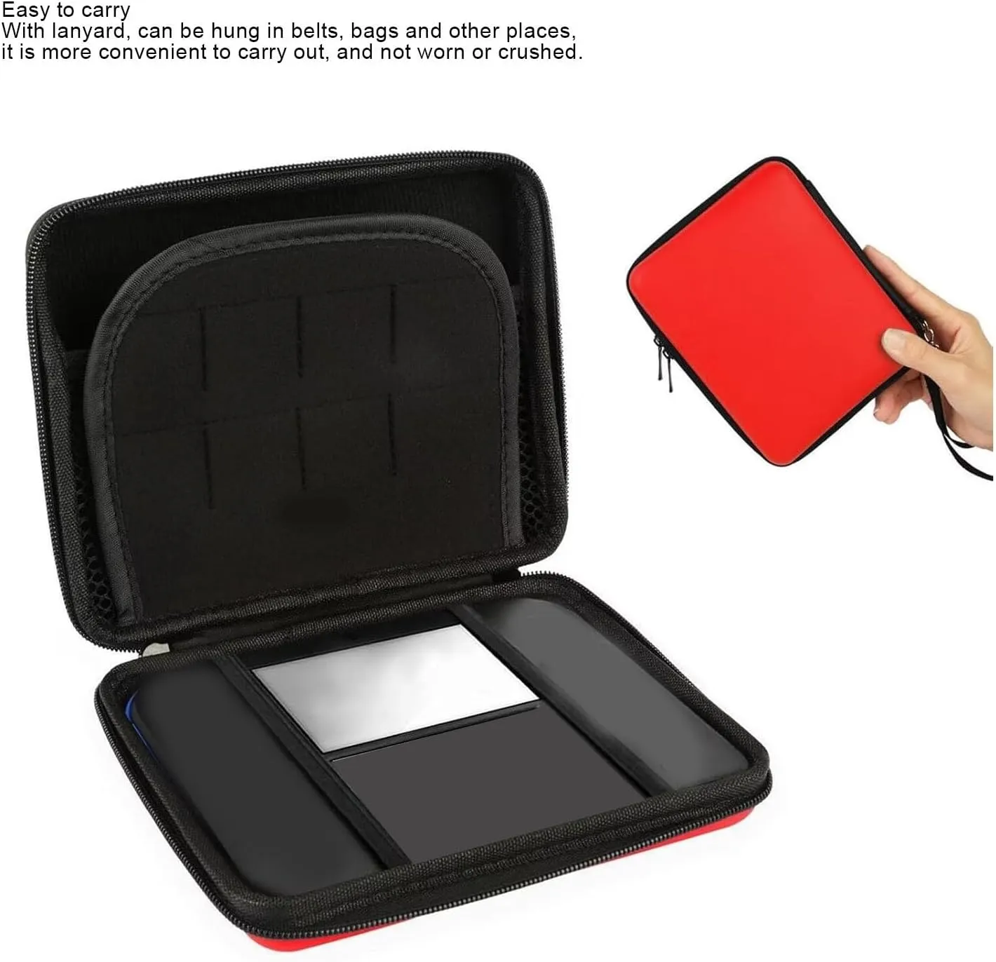 Protective Hard Shell Travel Carrying Case for 2DS with 8 Game Card Holders, Shockproof Dust Proof, Lightweight Design for Everyday Guard and Travel (Red)