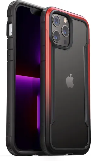 RAPTIC Shield Case Compatible with iPhone 13 Pro, Shockproof Protective, Clear Case, Durable Aluminum Frame, 10ft Drop Tested, Fits iPhone 13 Pro, Red Gradient