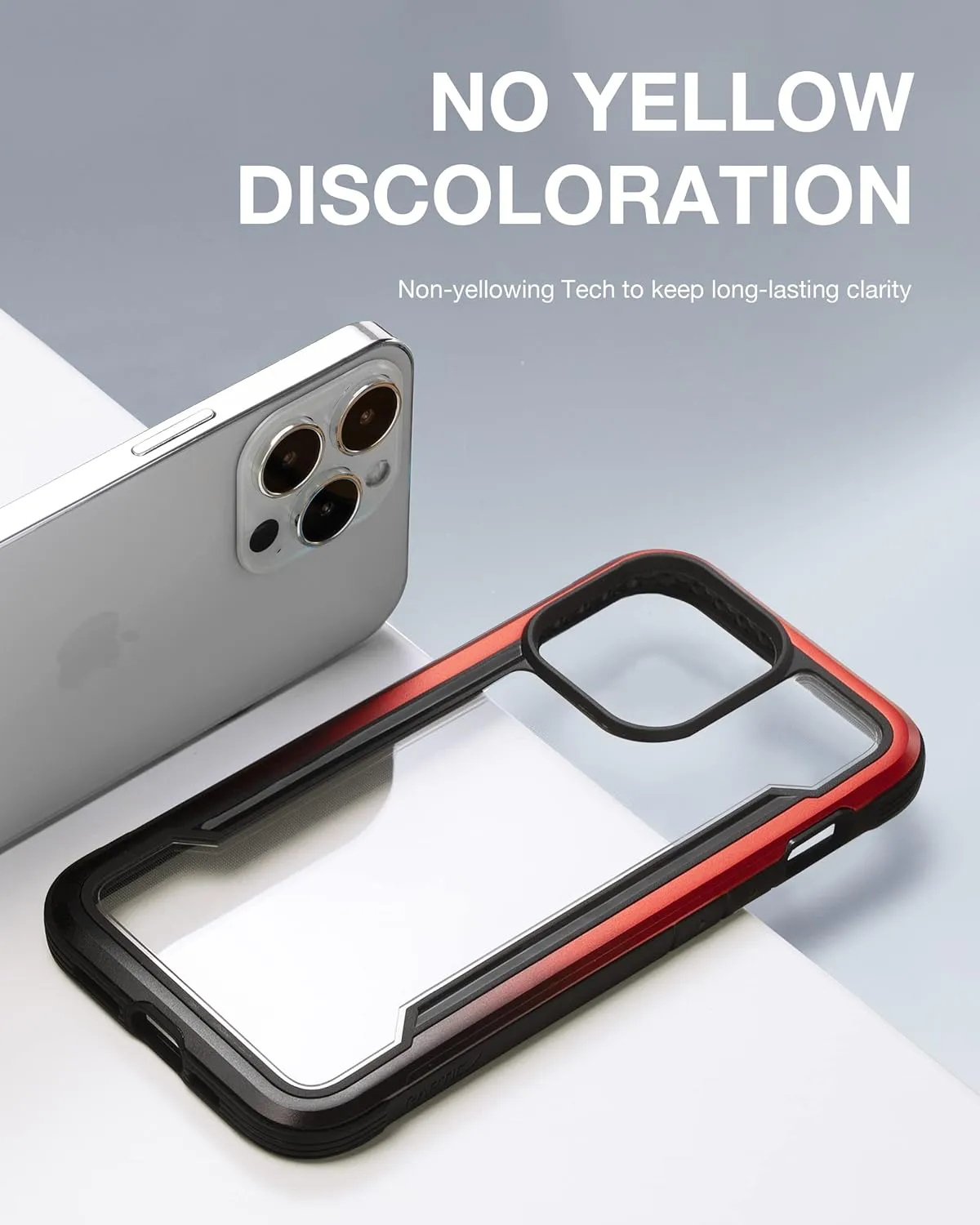 RAPTIC Shield Case Compatible with iPhone 13 Pro, Shockproof Protective, Clear Case, Durable Aluminum Frame, 10ft Drop Tested, Fits iPhone 13 Pro, Red Gradient