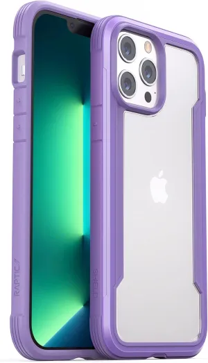 RAPTIC Shield for iPhone 13 Pro - Shockproof Clear Case, Military 10ft Drop Tested, Durable Aluminum Frame, Anti-Yellowing Technology, Purple
