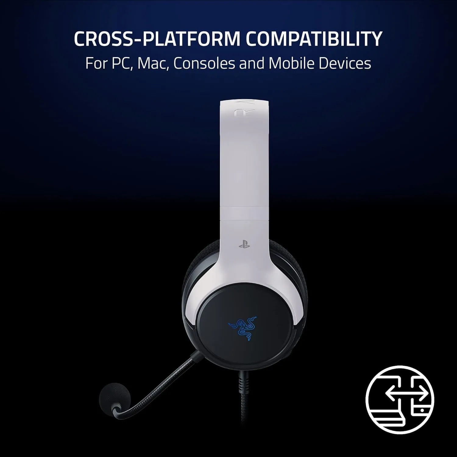 Razer Kaira X Wired Gaming Headset for PlayStation 5 / PS5, PS4, PC, Mac, Mobile: 50mm Drivers - HyperClear Cardioid Mic - Memory Foam Cushions - On-Headset Controls - White & Black