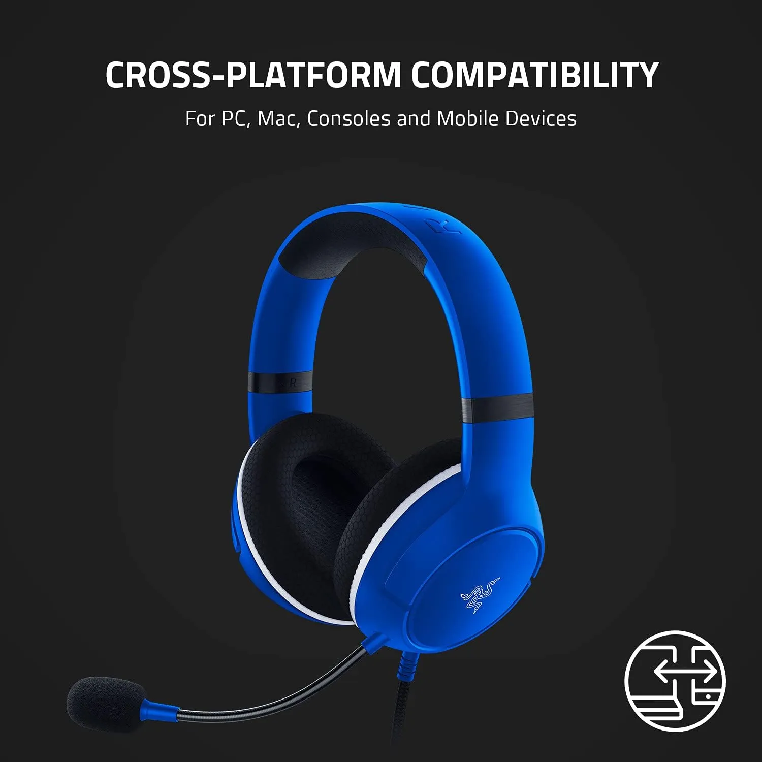 Razer Kaira X Wired Headset for Xbox Series X|S, Xbox One, PC, Mac & Mobile Devices: Triforce 50mm Drivers - HyperClear Cardioid Mic - Memory Foam Ear Cushions - On-Headset Controls - Shock Blue