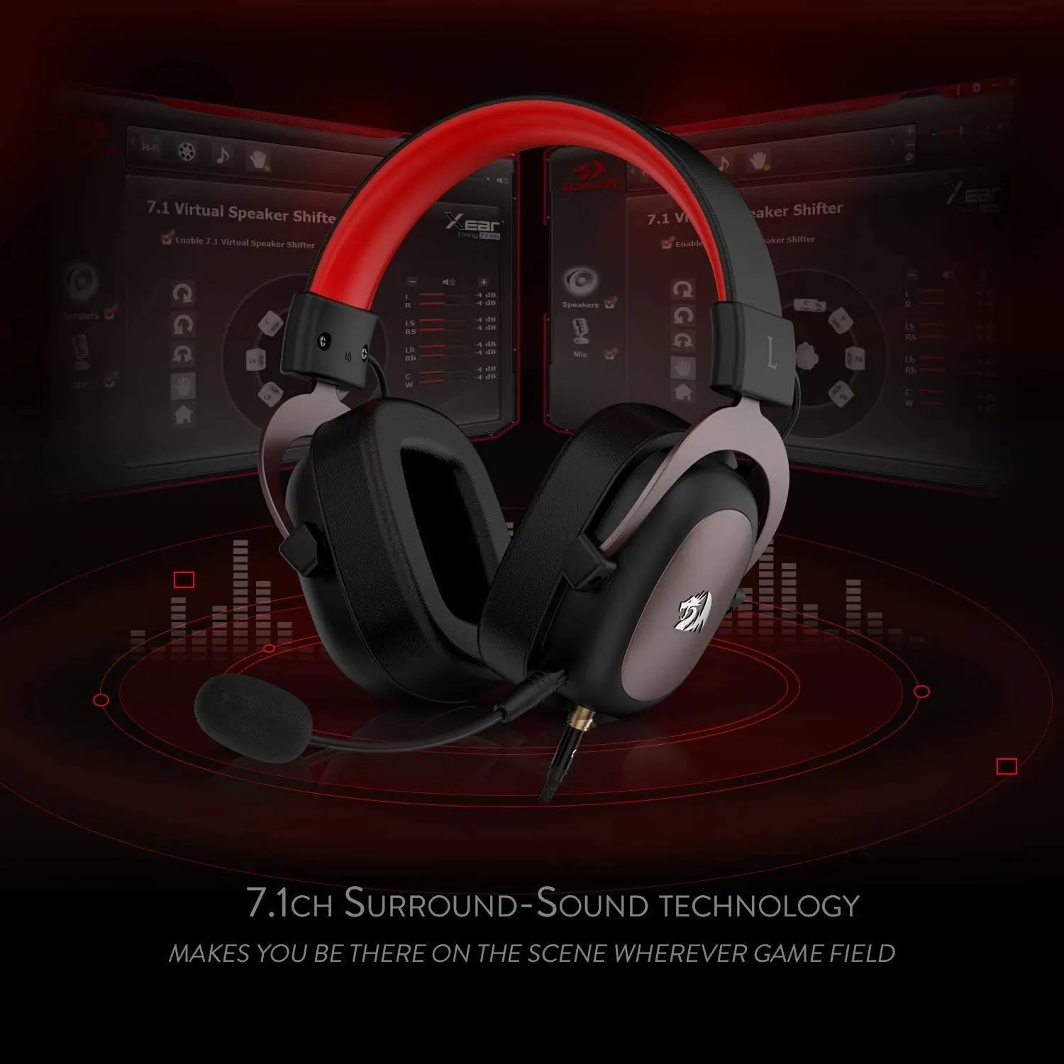 Redragon H510 Zeus Wired Gaming Headset - 7.1 Surround Sound - Memory Foam Ear Pads - 53MM Drivers - Detachable Microphone, Works for Multi-Platforms PC, PS4/3 & Xbox One/Series X, NS