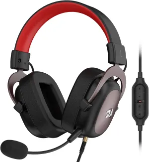 Redragon H510 Zeus Wired Gaming Headset - 7.1 Surround Sound - Memory Foam Ear Pads - 53MM Drivers - Detachable Microphone, Works for Multi-Platforms PC, PS4/3 & Xbox One/Series X, NS