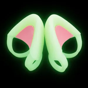 REEYEAR Glow in Night Cute Cat Ears Fits for HypreX Cloud/Cloud Stinger/Cloud Flight Headsets, Universal Fit Lovely Kitty Adjustable Attachment Straps for Gaming Headphone,Light Yellow&Pink