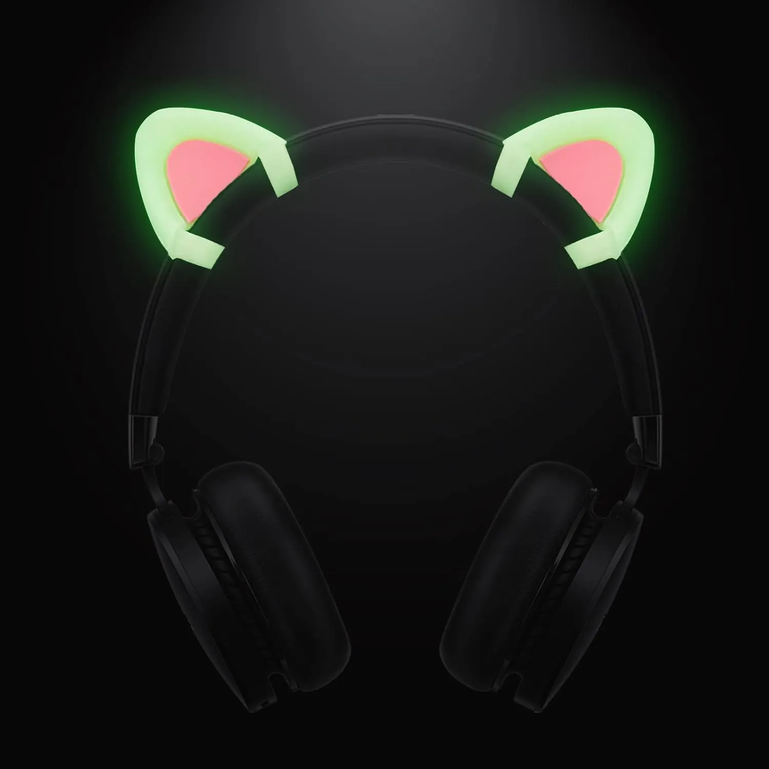 REEYEAR Glow in Night Cute Cat Ears Fits for HypreX Cloud/Cloud Stinger/Cloud Flight Headsets, Universal Fit Lovely Kitty Adjustable Attachment Straps for Gaming Headphone,Light Yellow&Pink