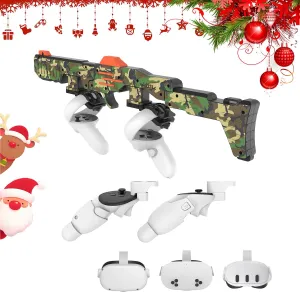 Relohas VR Handle Accessories for Meta Quest 2,3,3S, Gun Stock for Oculus Quest, Weighted Controller Grips, Enhance Realistic FPS Gaming Experience (Camouflage)