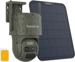 REOLINK 4K Dual Lens 4G LTE Cellular Security Camera, SIM Card Included, Wireless Auto Tracking Trail Camera, 6X Hybrid Zoom, No-Glow IR, IP66 for Wildlife, TrackMix LTE Trail   Solar Panel