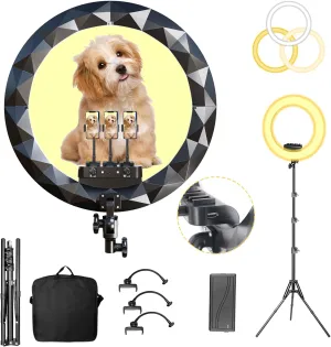 Ring Light 18 Inches, Dimmable 2700K-6500K, LED Ring Light with Adjustable Stand & Cell Phone Holder for YouTube, Live Streaming, Vlog, Video, Makeup, Selfie