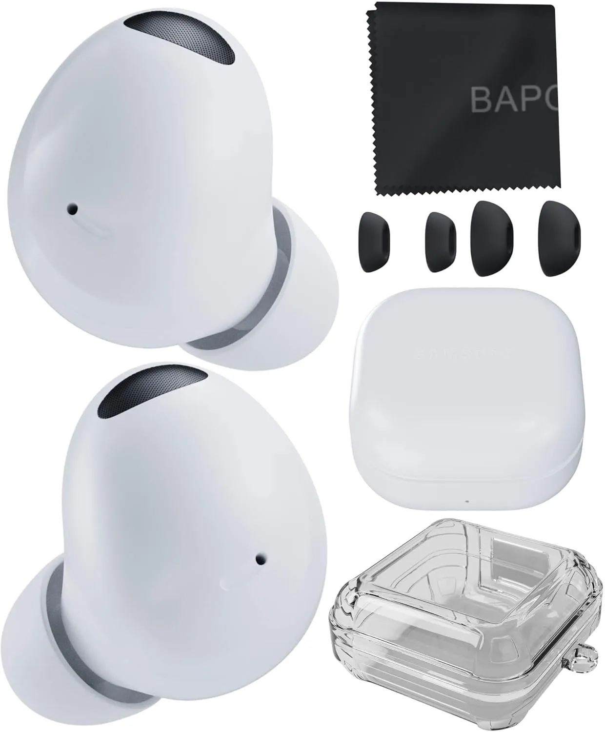 Samsung Galaxy Buds2 Pro Bundle with Keychain Carry Case - Samsung Earbuds Wireless, Noise Cancelling, Hi Fi Sound, Comfort Ear Fit, HD Voice, Conversation Mode, IPX7 Rated (White)