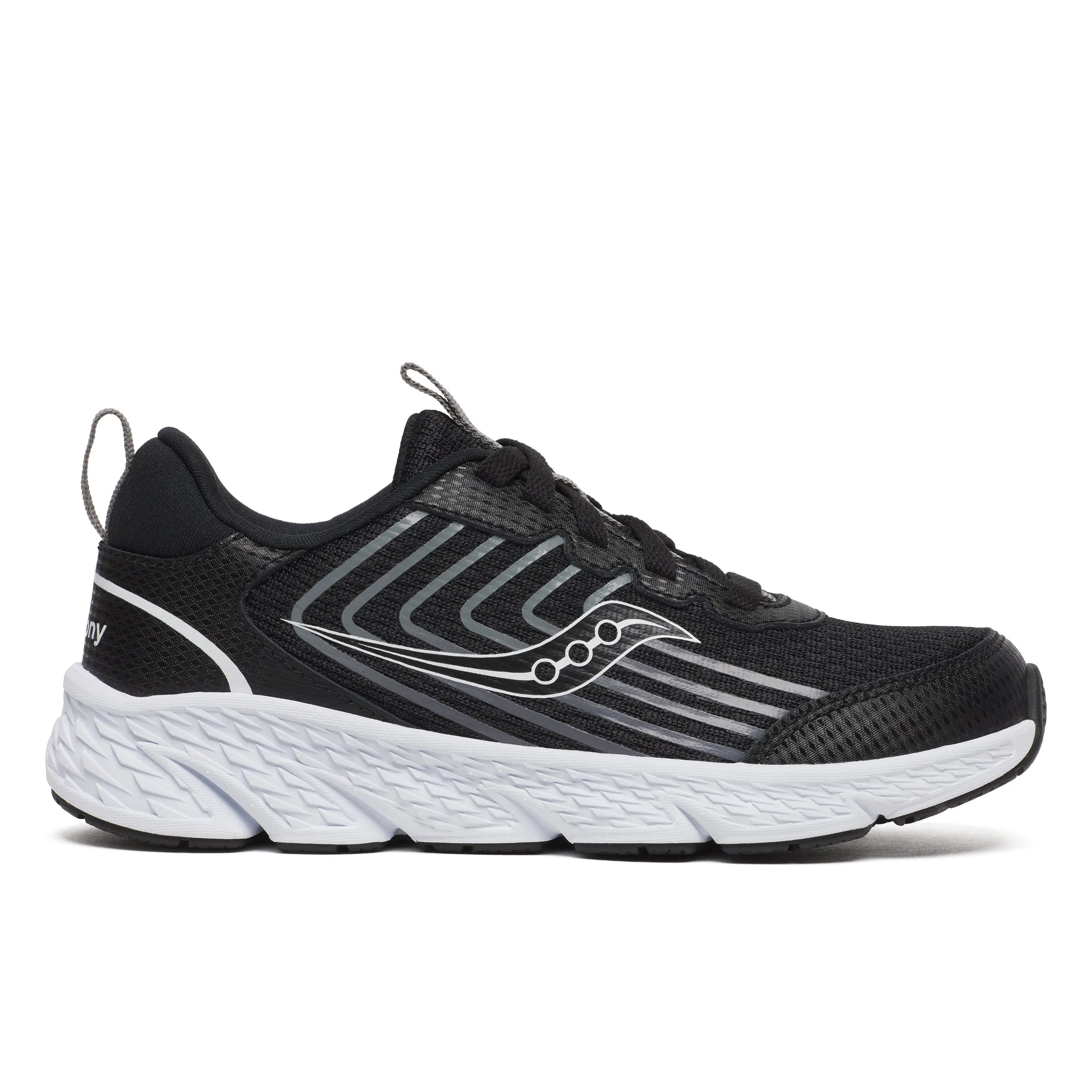 Saucony Wind 3.0 | Black/White Kids Laces Sneaker (Wide/Medium)