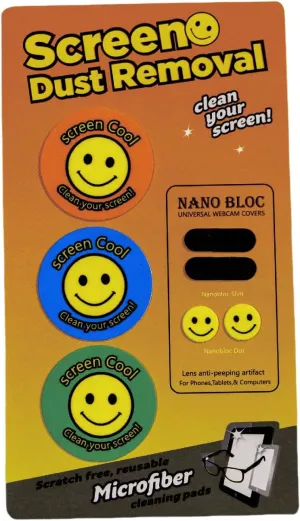 Screen Cool Dust Removal Kit, Phone Screen Cleaner Wipe,Lens Privacy Sticker,Lens decontamination Cloth,Combo Pack,Microfiber Cleaning Pads, Webcam Covers, Anti-Peeping Lens