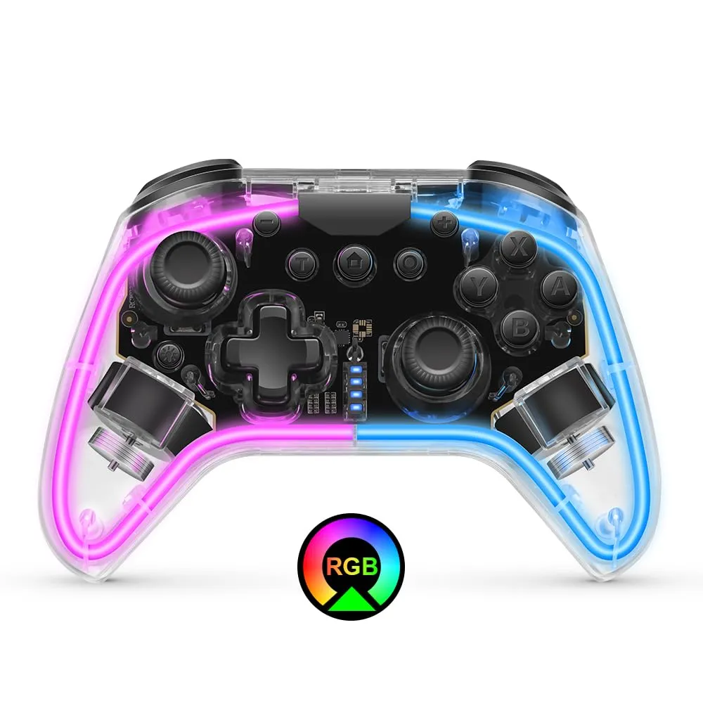 Senwoo Switch Controller - Compatible with Switch, Lite, OLED; Pro Controller with RGB Breathing LED; Supports Multi-Platform & App with Turbo, Wake-up Function