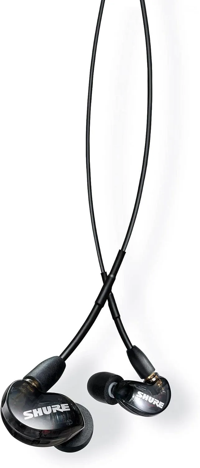 Shure SE215 PRO Wired Earbuds - Professional Sound Isolating Earphones, Clear Sound & Deep Bass, Single Dynamic MicroDriver, Secure Fit in Ear Monitor, Plus Carrying Case & Fit Kit - Black (SE215-K)