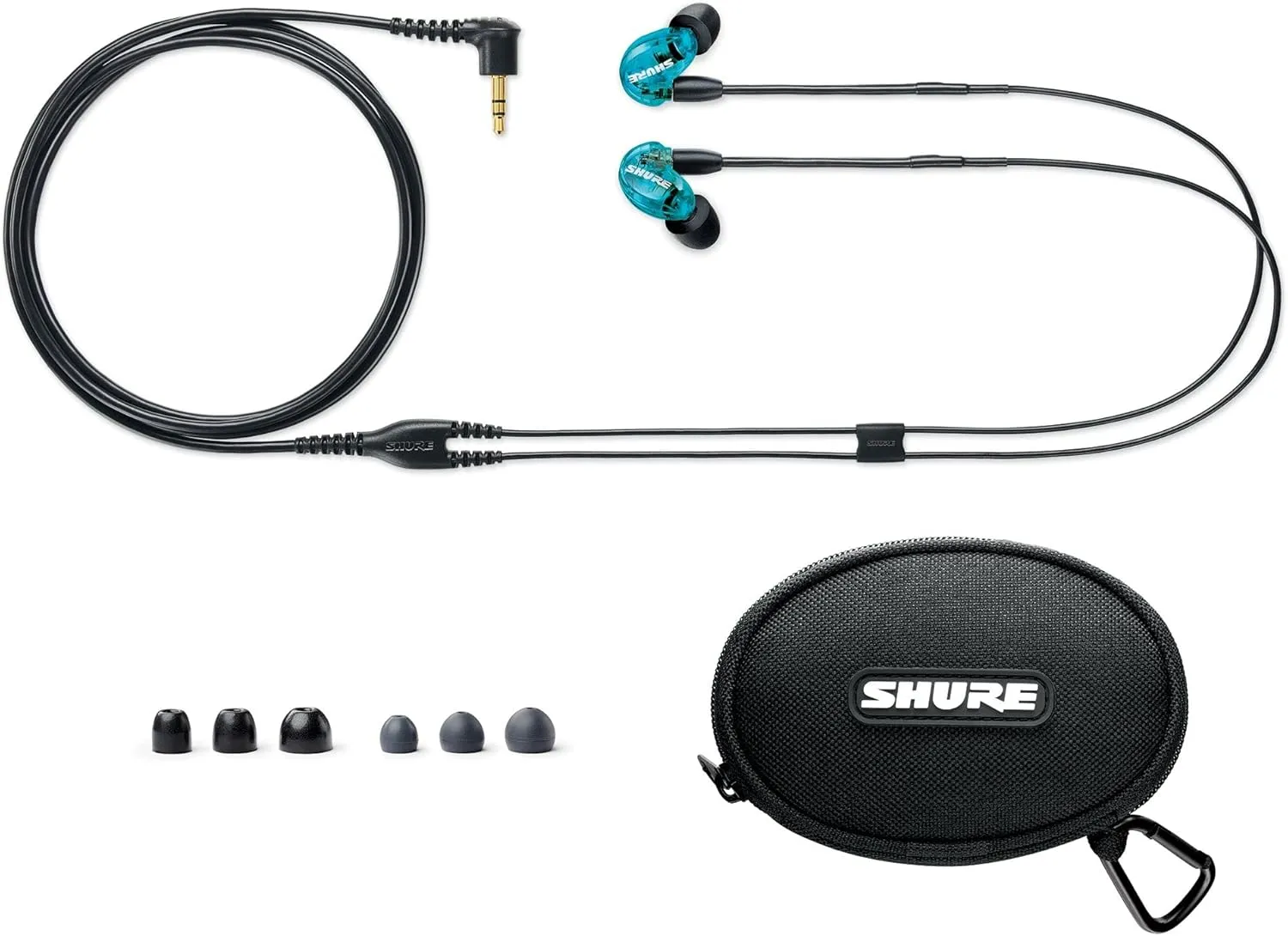 Shure SE215 PRO Wired Earbuds - Professional Sound Isolating Earphones, Clear Sound & Deep Bass, Single Dynamic MicroDriver, Secure Fit In Ear Monitor, plus Carrying Case & Fit Kit - Blue (SE215SPE)