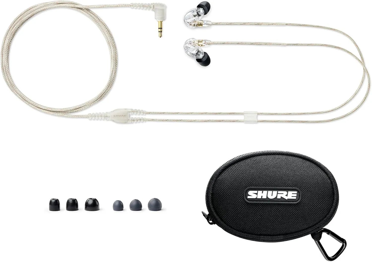 Shure SE215 PRO Wired Earbuds - Professional Sound Isolating Earphones, Clear Sound & Deep Bass, Single Dynamic MicroDriver, Secure Fit in Ear Monitor, Plus Carrying Case & Fit Kit - Clear (SE215-CL)