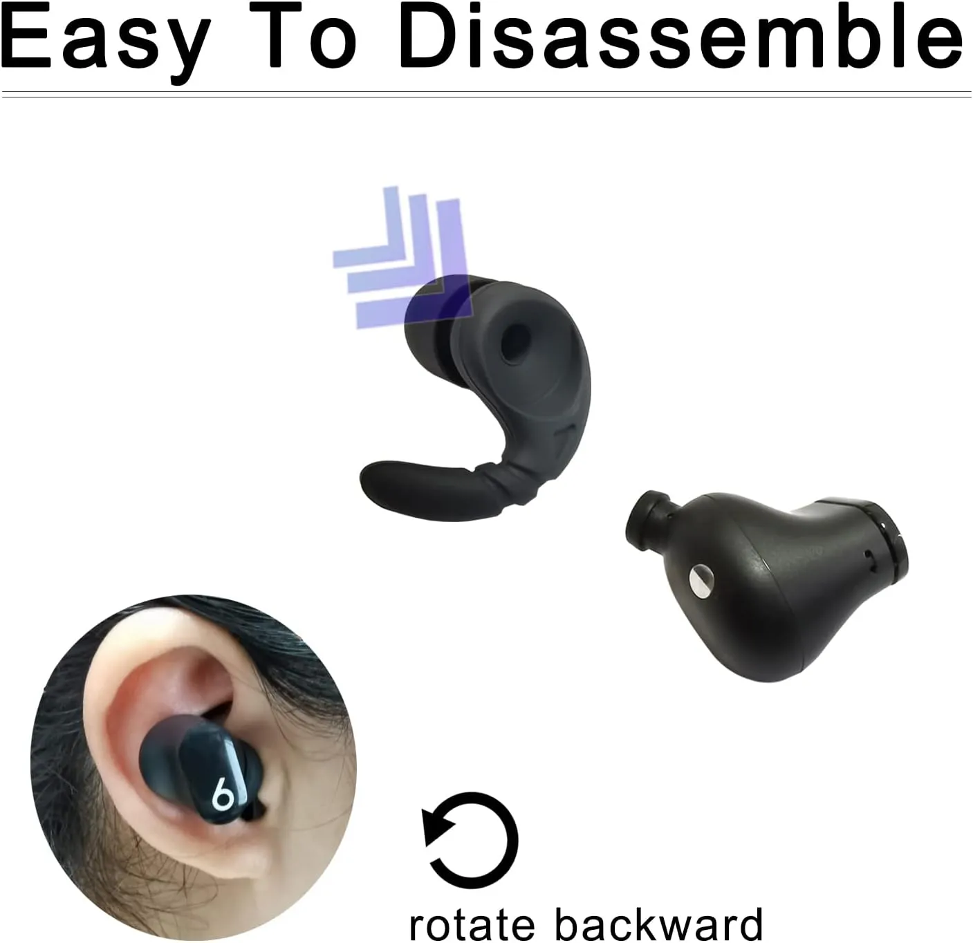 Silicone Ear Hooks for Beats Studio Buds Ear Tips Replacement Earbuds Tips for Beats Studio Buds Earbuds 3 Pairs