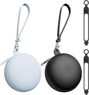Silicone Earbud Case Headphone Organizer Charging Cord Organizer Wired Earbuds Corded Ear Bud Holder Charger Key Silicone Pouch Small Makeup Pouch for Purse Black and Blue