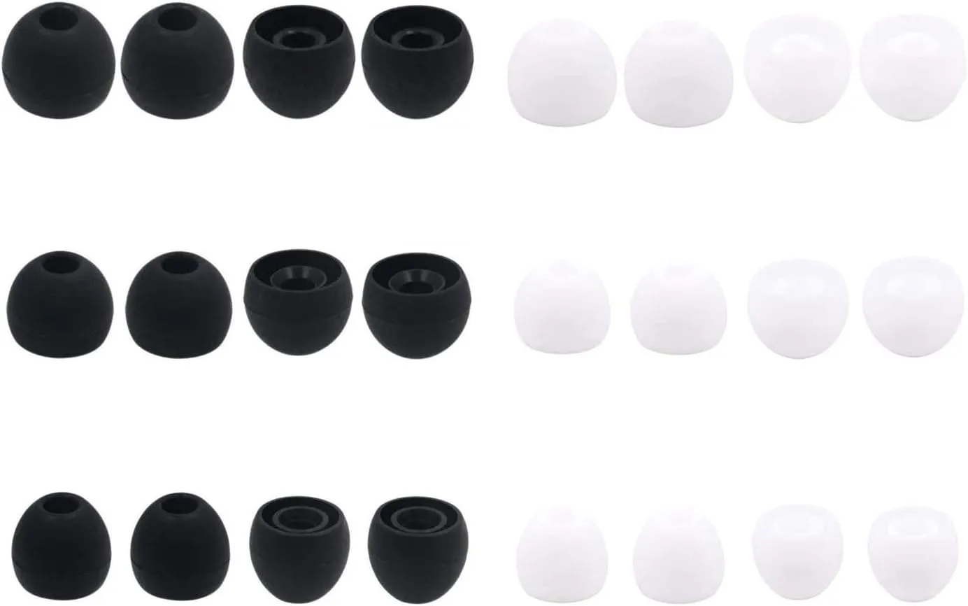Silicone Earbud Tips Earbuds Replacement Tips Ear Tips Eartips Compatible with Sony Headphones WF-1000XM4 WF-1000XM3 WF-SP900 WF-SP800N XBA-H1 MDR-XB50AP, etc, S/M/L 12 Pairs, Black and White
